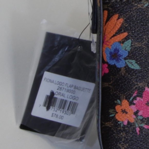 Nanette Lepore Fiona Logo Flap Chocolate Floral Baguette - Picture 5 of 9